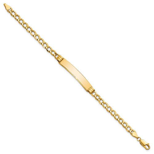 10k Polished Semi-Solid Chain/Solid Plate Cuban Link 35x7mm Plate ID Bracelet