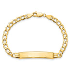 10k Polished Semi-Solid Chain/Solid Plate Cuban Link 35x7mm Plate ID Bracelet