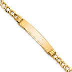10k Polished Semi-Solid Chain/Solid Plate Cuban Link 35x7mm Plate ID Bracelet