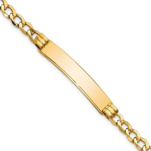 10k Polished Semi-Solid Chain/Solid Plate Cuban Link 35x7mm Plate ID Bracelet