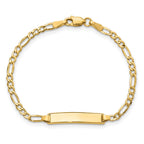 10k Polished Semi-Solid Chain/Solid Plate Figaro Link 23x4.5mm Plate 5.5 inch Baby/Child ID Bracelet
