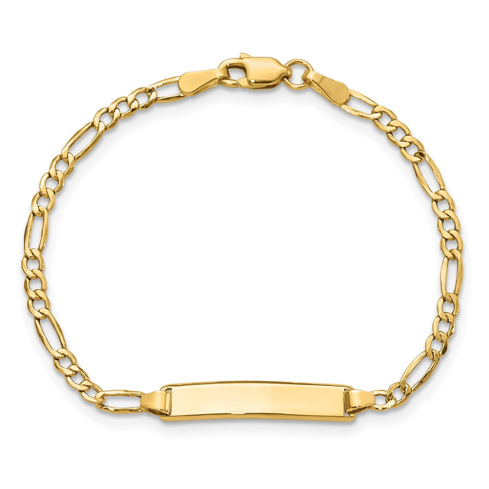 10k Polished Semi-Solid Chain/Solid Plate Figaro Link 23x4.5mm Plate 5.5 inch Baby/Child ID Bracelet