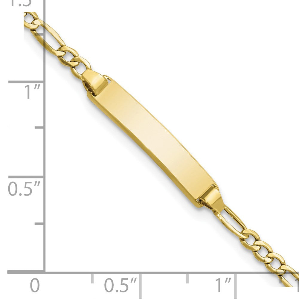 10k Polished Semi-Solid Chain/Solid Plate Figaro Link 20x4mm Plate ID Bracelet