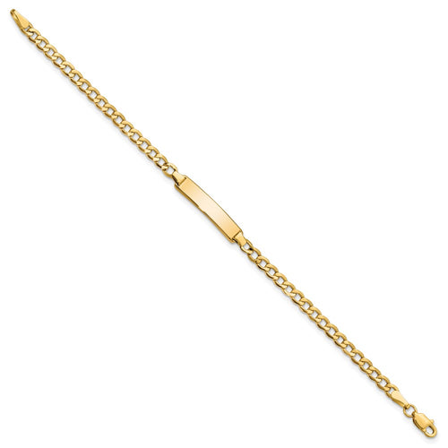 10k Polished Semi-Solid Chain/Solid Plate Cuban Link 23.5x4.5mm Plate 6 inch Baby/Child ID Bracelet