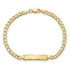 10k Polished Semi-Solid Chain/Solid Plate Cuban Link 23.5x4.5mm Plate 6 inch Baby/Child ID Bracelet