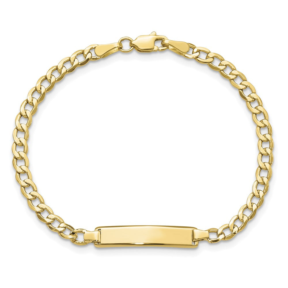 10k Polished Semi-Solid Chain/Solid Plate Cuban Link 23.5x4.5mm Plate 6 inch Baby/Child ID Bracelet