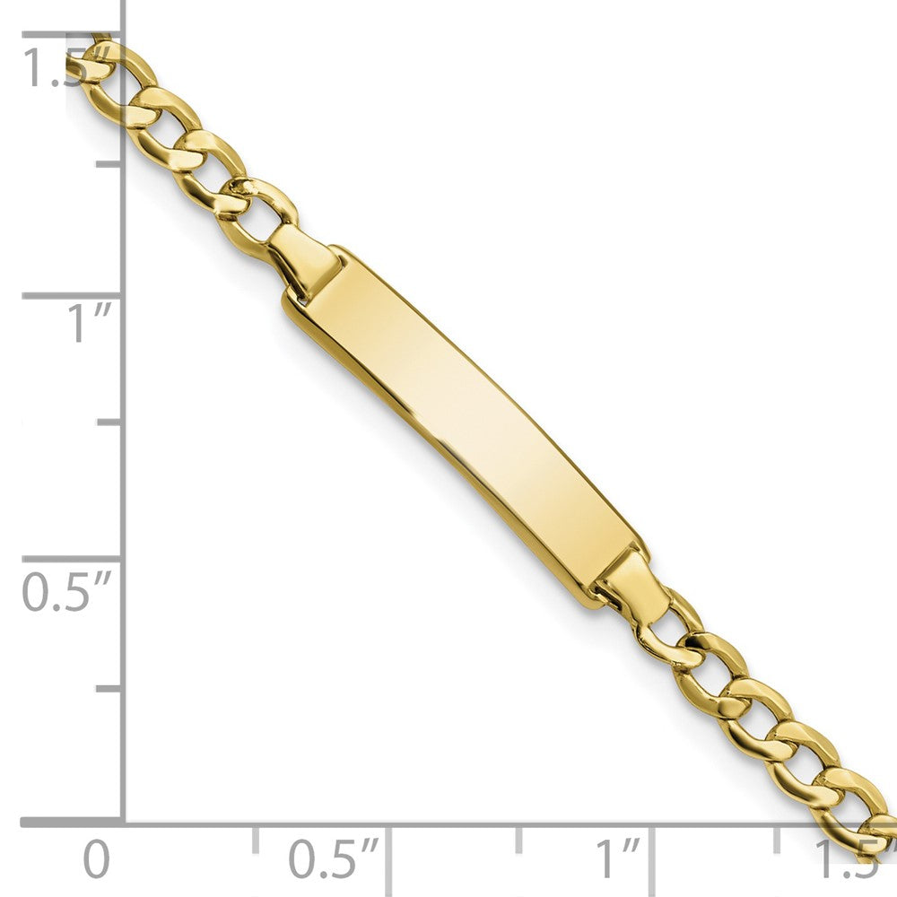 10k Polished Semi-Solid Chain/Solid Plate Cuban Link 23.5x4.5mm Plate 6 inch Baby/Child ID Bracelet