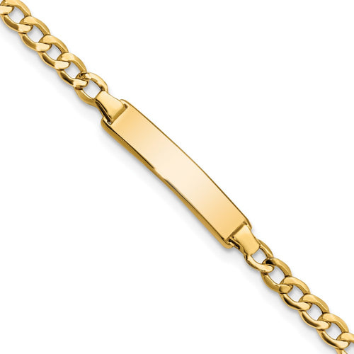 10k Polished Semi-Solid Chain/Solid Plate Cuban Link 23.5x4.5mm Plate 6 inch Baby/Child ID Bracelet