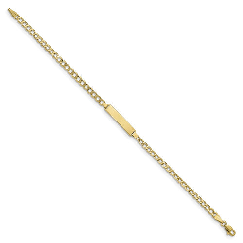 10k Polished Semi-Solid Chain/Solid Plate Cuban Link 20x4mm Plate ID Bracelet
