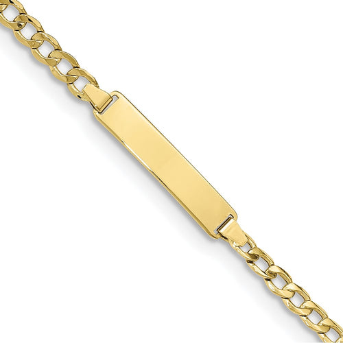 10k Polished Semi-Solid Chain/Solid Plate Cuban Link 20x4mm Plate ID Bracelet