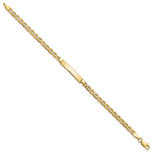 10k Polished Semi-Solid Chain/Solid Plate Anchor Link 23x4mm Plate ID Bracelet
