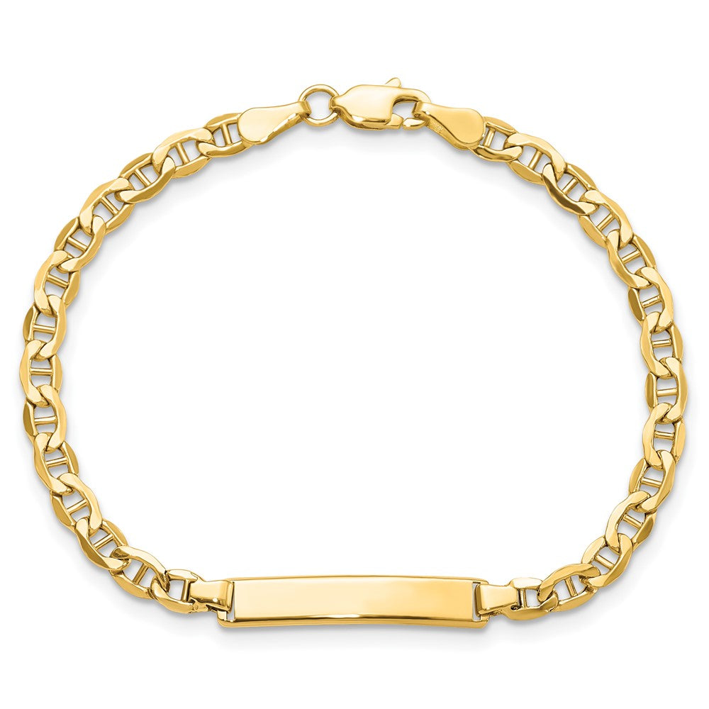 10k Polished Semi-Solid Chain/Solid Plate Anchor Link 23x4mm Plate ID Bracelet