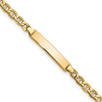 10k Polished Semi-Solid Chain/Solid Plate Anchor Link 23x4mm Plate ID Bracelet