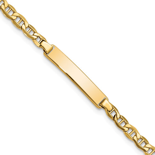 10k Polished Semi-Solid Chain/Solid Plate Anchor Link 23x4mm Plate ID Bracelet