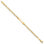 10k Polished Semi-Solid Chain/Solid Plate Figaro Link 20.3x4.4mm Plate 6 inch Baby/Child ID Bracelet