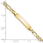 10k Polished Semi-Solid Chain/Solid Plate Figaro Link 20.3x4.4mm Plate 6 inch Baby/Child ID Bracelet