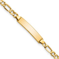 10k Polished Semi-Solid Chain/Solid Plate Figaro Link 20.3x4.4mm Plate 6 inch Baby/Child ID Bracelet