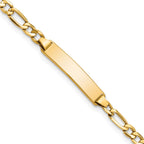 10k Polished Semi-Solid Chain/Solid Plate Figaro Link 20.3x4.4mm Plate 6 inch Baby/Child ID Bracelet