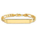 10k Polished Semi-Solid Chain/Solid Plate Figaro Link 39x8mm Plate ID Bracelet