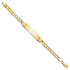 10k Polished Semi-Solid Chain/Solid Plate Curb Link 37x10mm Plate ID Bracelet