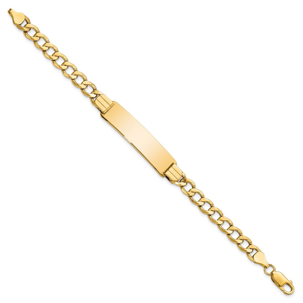10k Polished Semi-Solid Chain/Solid Plate Curb Link 37x10mm Plate ID Bracelet