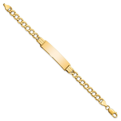 10k Polished Semi-Solid Chain/Solid Plate Curb Link 37x10mm Plate ID Bracelet