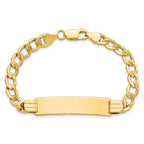 10k Polished Semi-Solid Chain/Solid Plate Curb Link 37x10mm Plate ID Bracelet