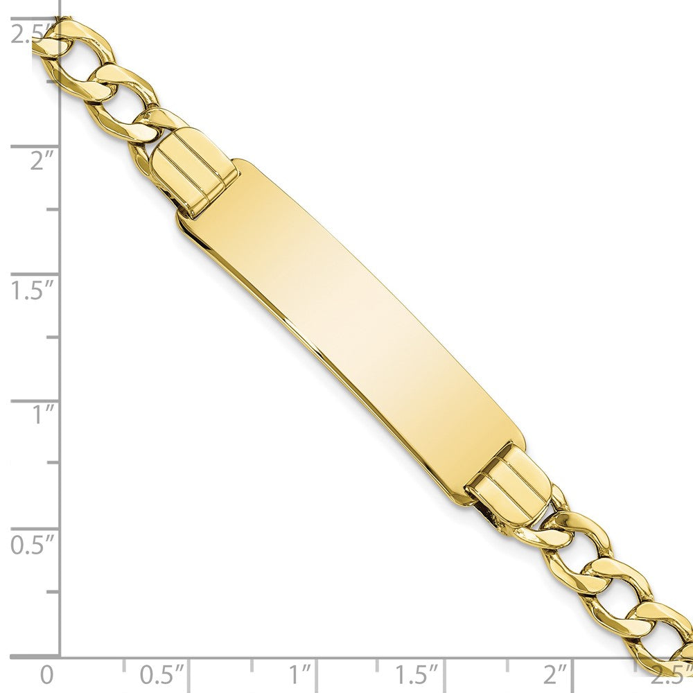 10k Polished Semi-Solid Chain/Solid Plate Curb Link 37x10mm Plate ID Bracelet