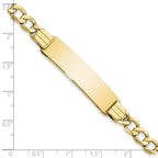 10k Polished Semi-Solid Chain/Solid Plate Curb Link 37x10mm Plate ID Bracelet