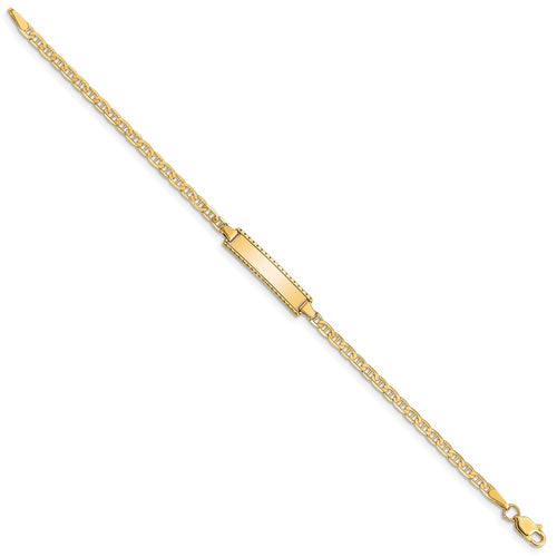 10k Polished Solid Chain/Solid Plate Anchor Link 18.5x5mm Plate 6 inch Baby/Child ID Bracelet