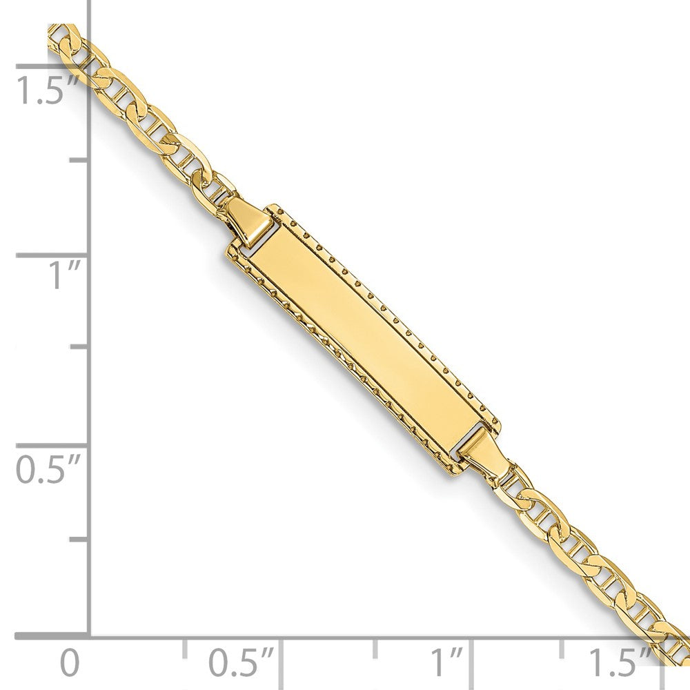 10k Polished Solid Chain/Solid Plate Anchor Link 18.5x5mm Plate 6 inch Baby/Child ID Bracelet