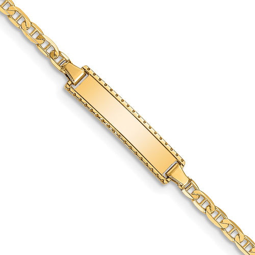 10k Polished Solid Chain/Solid Plate Anchor Link 18.5x5mm Plate 6 inch Baby/Child ID Bracelet
