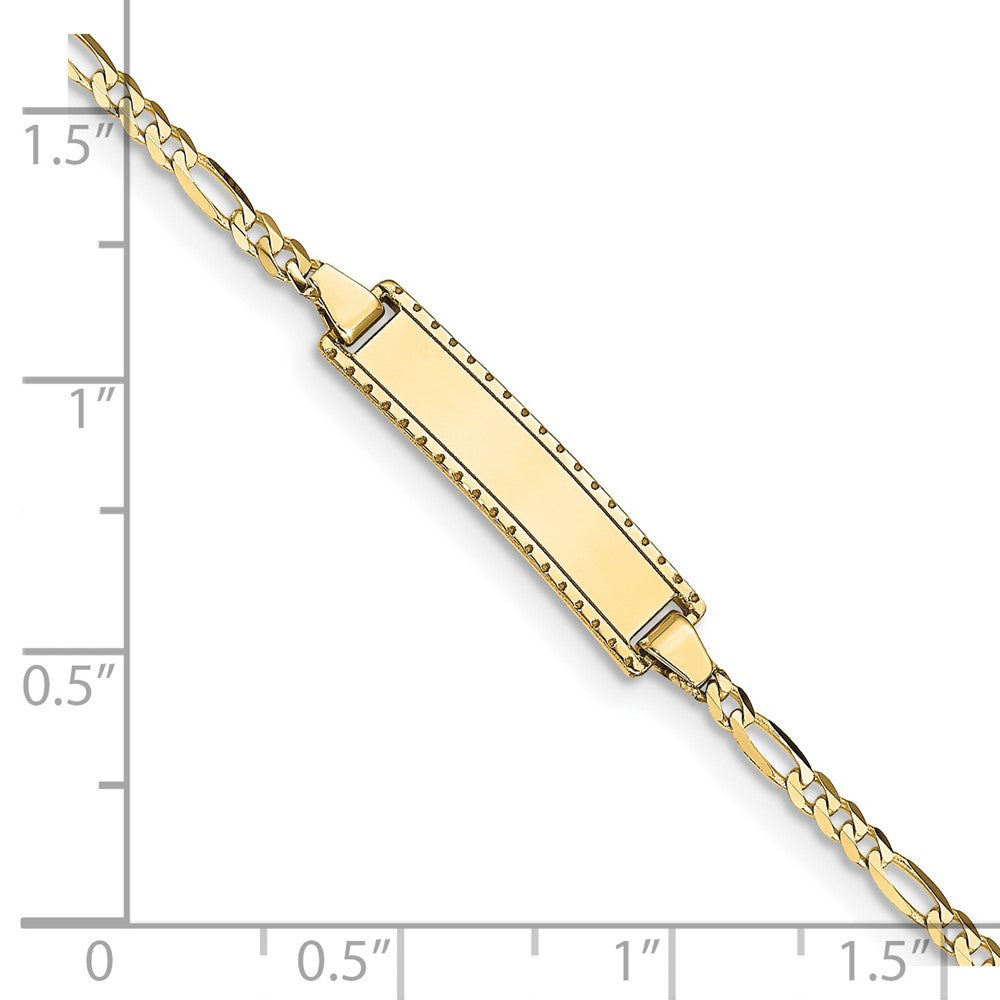 10k Polished Solid Chain/Solid Plate Figaro Link 18.5x5mm Plate 6 inch Baby/Child ID Bracelet