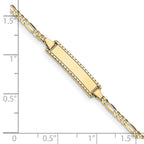 10k Polished Solid Chain/Solid Plate Figaro Link 18.5x5mm Plate 6 inch Baby/Child ID Bracelet