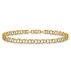 10k 4mm Hollow Double Link 8 inch Charm Bracelet