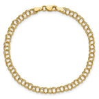 10k 4mm Hollow Double Link 8 inch Charm Bracelet