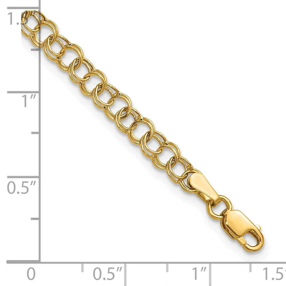 10k 4mm Hollow Double Link 8 inch Charm Bracelet