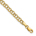 10k 4mm Hollow Double Link 7 inch Charm Bracelet