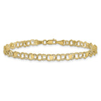 10k 4mm Solid Double Link with Hearts 7 inch Charm Bracelet