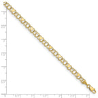 10k 4mm Solid Double Link with Hearts 8 inch Charm Bracelet