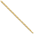10k 6mm Solid Double Link with Hearts 8 inch Charm Bracelet