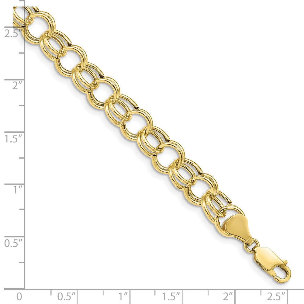 10k 8.5mm Hollow Double Link 7 inch Charm Bracelet