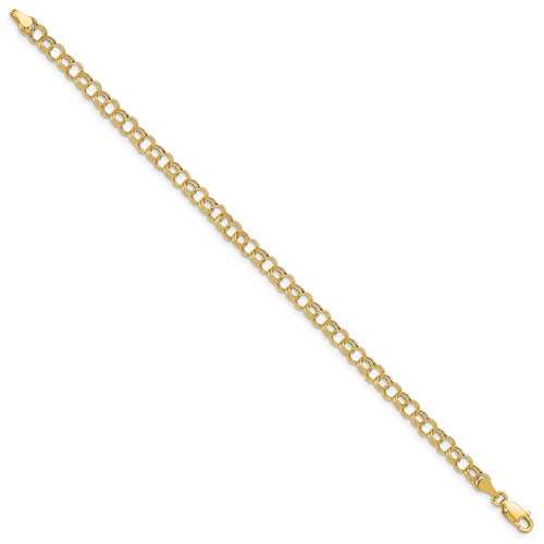 10k 5mm Hollow Double Link 8 inch Charm Bracelet