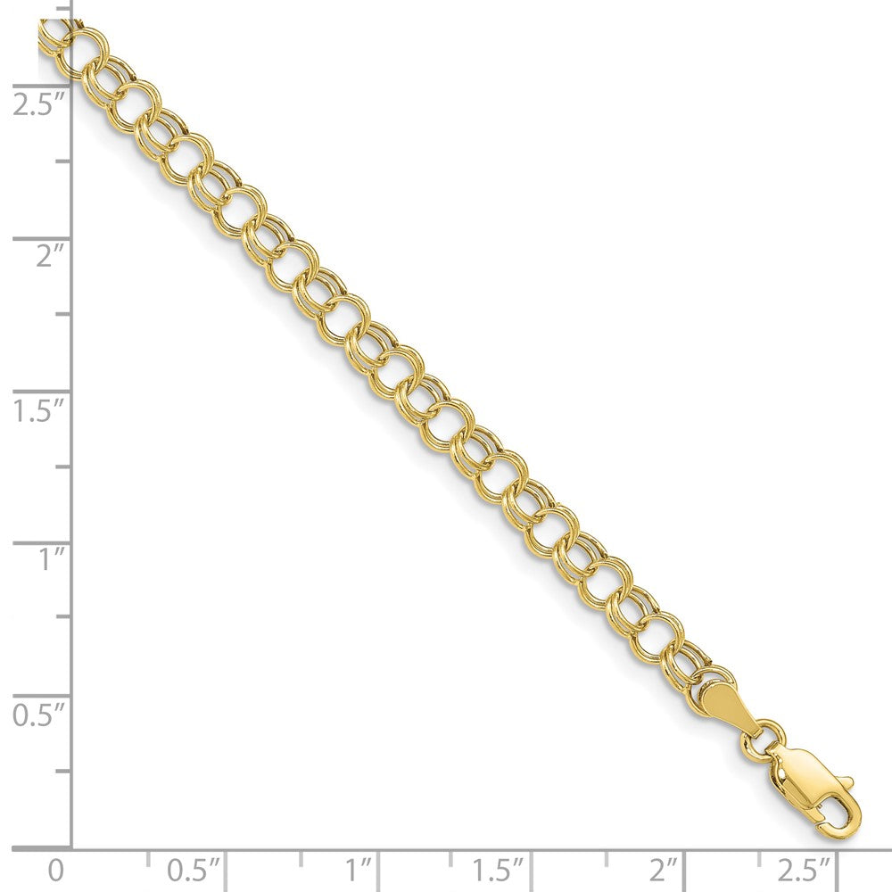 10k 5mm Hollow Double Link 7 inch Charm Bracelet