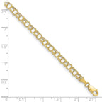 10k 5mm Hollow Double Link 7 inch Charm Bracelet