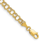 10k 5mm Hollow Double Link 8 inch Charm Bracelet