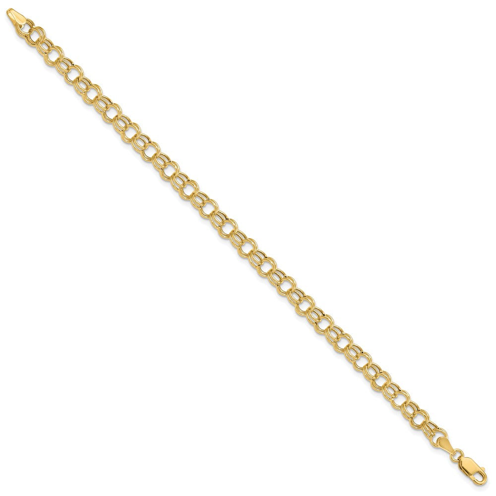 10k 6mm Hollow Double Link 8 inch Charm Bracelet