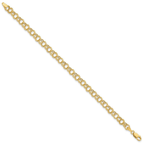 10k 6mm Hollow Double Link 7 inch Charm Bracelet