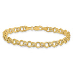 10k 6mm Hollow Double Link 8 inch Charm Bracelet