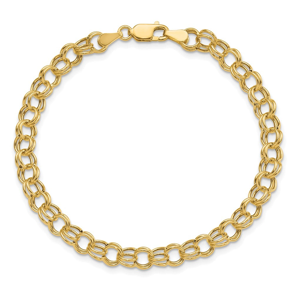 10k 6mm Hollow Double Link 8 inch Charm Bracelet